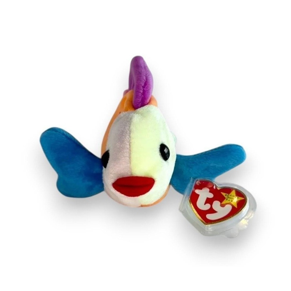 Lips the Fish Ty Beanie Baby | Neon Reef Drifter | Mint Heart Tag - Picture 2 of 6
